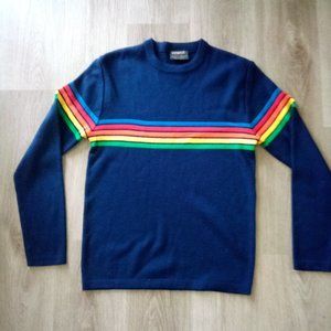 Vintage Mens Large Ossi Skiwear Striped Sweater